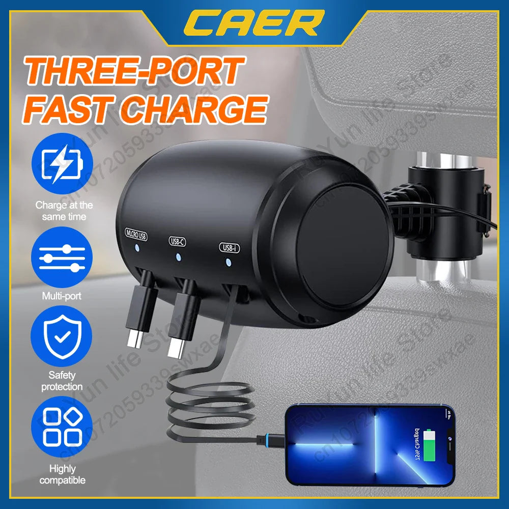ECOCHARGE - 3-i-1 indragbar laddstation för baksätet i bilen